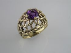 A "Fully Restored" Bombe Style Amethyst Ring