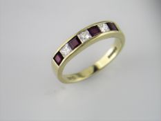A "Restored" Half Eternity Ruby and Diamond Ring