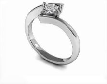 An Unused 0.25 carat Princess Cut Crossover Ring