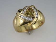A Stunning Gentleman`s Yellow Sapphire and Diamond Ring