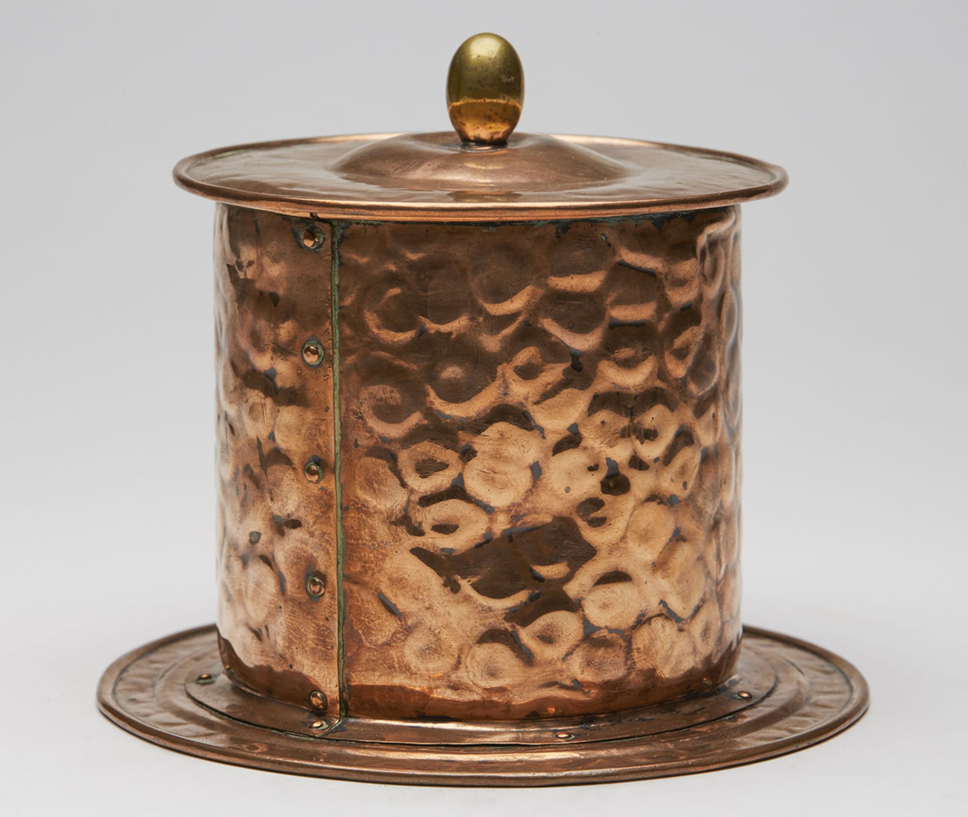 Arts & Crafts Copper Mounted Pottery Tobacco Jar C.1890 - Image 3 of 7