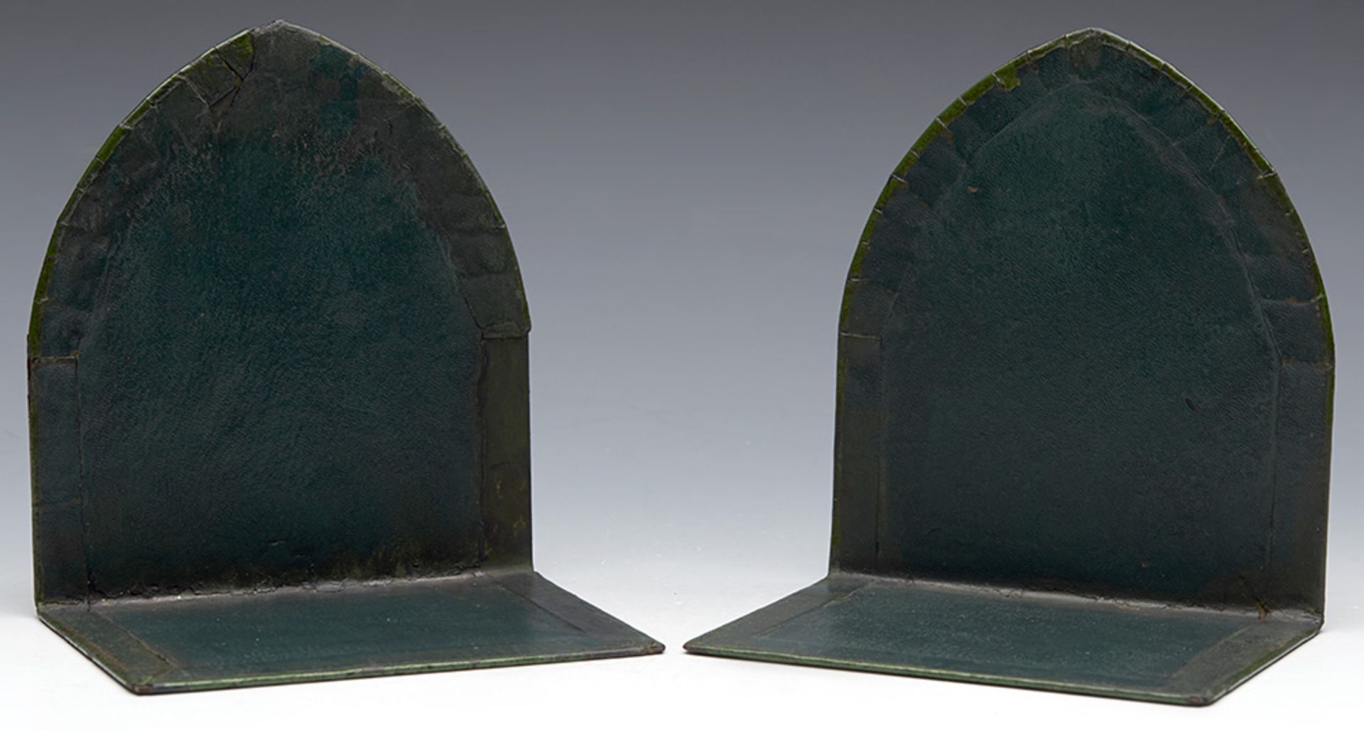 Pair Gothic Revival Pair Leather Clad Dante Bookends 19Th C. - Image 5 of 9