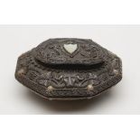 Antique Finely Carved Coconut Shell Snuff Box Early 19Th C.