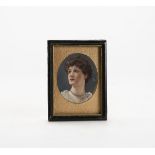 Antique Framed Miniature Watercolour Of An Edwardian Lady