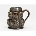 Antique Silver Mounted Thirteen Grostesque Faces Mug C.1880