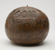 Rare Museum Quality Hand Carved Gourd Container C.1800