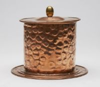 Arts & Crafts Copper Mounted Pottery Tobacco Jar C.1890