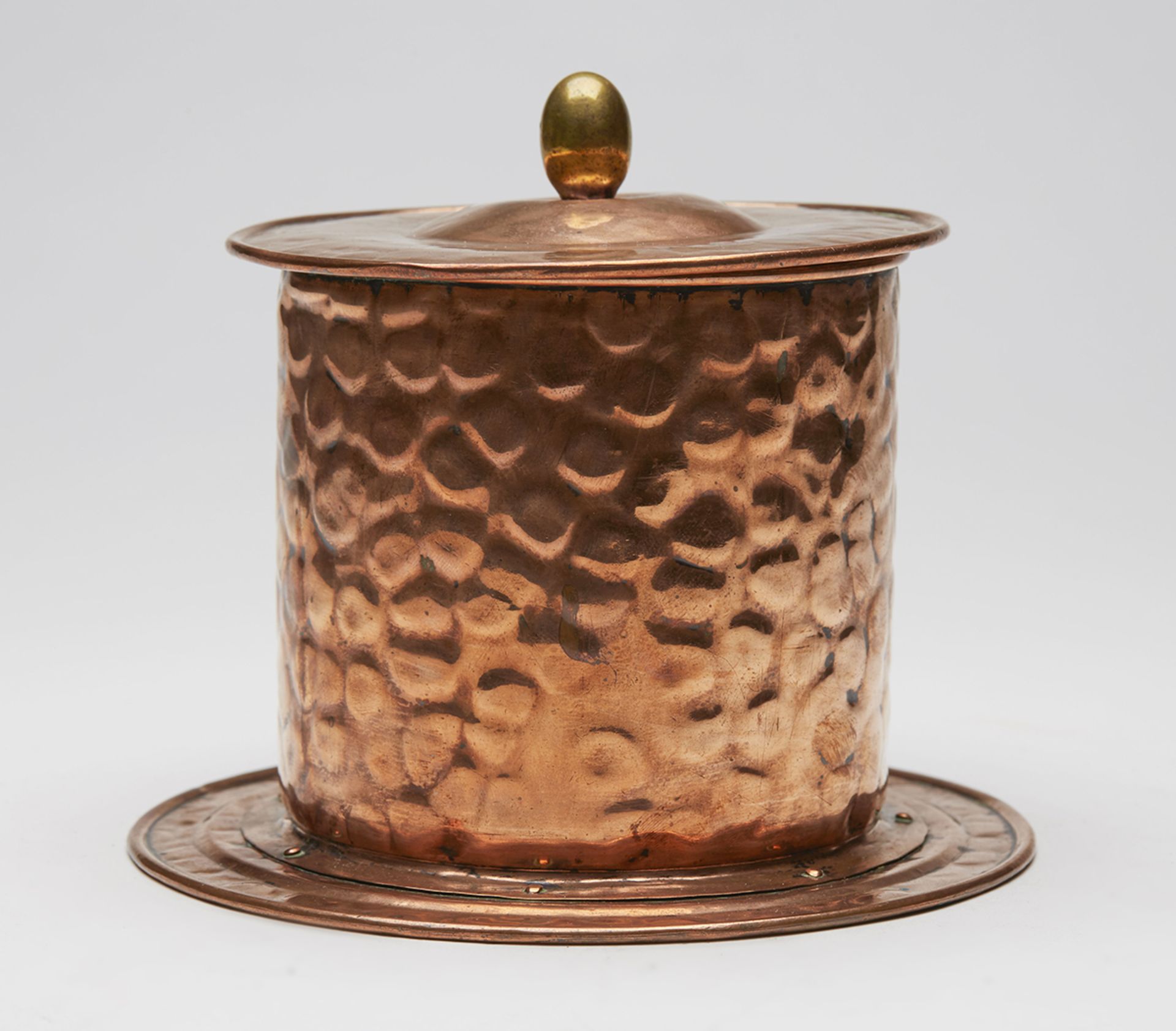 Arts & Crafts Copper Mounted Pottery Tobacco Jar C.1890