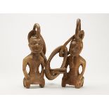 Vintage African Chained Wooden Figures 20Th C.