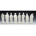 Vintage Chinese Set Eight Blanc De Chine Daoist Immortal Figures 20Th C.