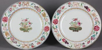 Rare Pair Antique Chinese Bianco Sopra Bianco Floral Painted Plates 18Th C.