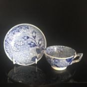 Antique C19th Pottery Blue & White Transfer Ware Cup & Saucer - Clews?