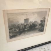 Framed antique engraving picture Blarney Castle, County Cork, Ireland c1831