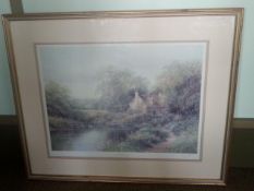 Large Gilt Framed Limited Edition SIGNED Print HILARY SCOFFIELD SECRET HIDEAWAY