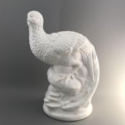 Large Vintage signed Tingewick Pottery Pheasant Bird Statue - White Glazed