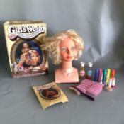 Boxed 1970's Palitoy Girls World Styling Head Toy together with accessories