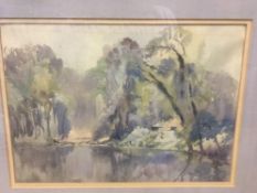 Large Fine Watercolour Painting - A SUFFOLK POND by Aline Gowen