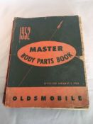 1952 Master Body Parts Book OLDSMOBILE Car Vintage