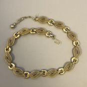 Vintage designer costume jewellery - gold tone necklace - signed TRIFARI