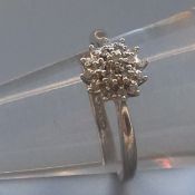 9ct white gold 0.10pt diamond snowflake cluster ring size O