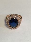 Rose Gold Plated Ring & Sapphire & Swarovski Crystals