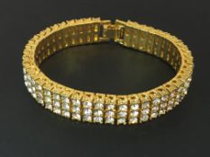 Beautiful Bracelet with three rows of Swarovski Elements