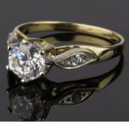 9CT GOLD CUBIC ZIRCONIA SOLITAIRE RING