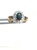 9ct GOLD BLACK STONE & DIAMOND RING