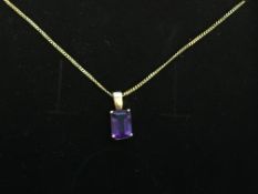 9k Yellow Gold Necklace with Amethyst Pendant