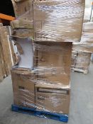 (A8) Pallet To Contain 12 Items Of Various Bathroom Stock To Include: Basin Cabinets, Toilet Pan