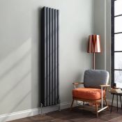 (Y38) 1800x360mm Anthracite Double Oval Tube Vertical Radiator. RRP £312.99. This stylised