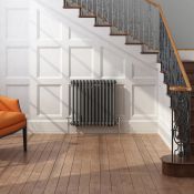 (Y222) 600x603mm Anthracite Double Panel Horizontal Colosseum Traditional Radiator. RRP £437.99.