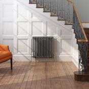 (Y165) 600x603mm Anthracite Double Panel Horizontal Colosseum Traditional Radiator. RRP £437.99.