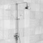 (E140) Traditional Thermostatic Exposed 200mm Shower Kit & Handheld. Traditional exposed valve