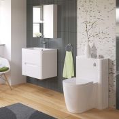 (Y199) 600mm Tuscany Gloss White Double Drawer Basin Unit - Wall Hung. RRP £474.99. COMES COMPLETE