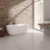 (Y119) 1555mm x 745mm Melissa Freestanding Bath - Small. Showcasing contemporary clean lines for a
