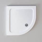 (H83) 900x900mm Quadrant Stone Shower Tray RRP £299.99 Low profile easy plumb design Gel coated