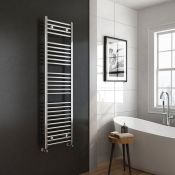 (Y159) 1600x450mm - 25mm Tubes - Chrome Heated Straight Rail Ladder Towel Radiator. RRP £175.98.