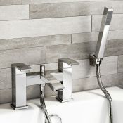 (Y207) Harper Bath Mixer Tap with Hand Held Shower. RRP £189.99. Chrome Plated Solid Brass 1/4