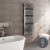 (Y126) 1600x600mm - Virginia Chrome Square Tube Electric Towel Radiator. RRP £427.99. Low carbon
