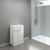 (Y108) 500mm Harper Gloss White Back To Wall Toilet Unit. RRP £174.99. Our discreet unit cleverly