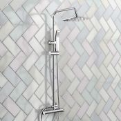 (Y47) Square Exposed Thermostatic Shower Kit & Medium Head. They say three is a magic number,
