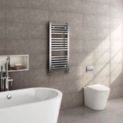 (Y168) 1000x450mm - 25mm Tubes - Chrome Heated Straight Rail Ladder Towel Radiator. RRP £169.19.