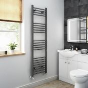 (H73) 1600x450mm - 20mm Tubes - Anthracite Heated Straight Rail Ladder Towel Radiator. Corrosion