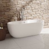 (Y120) 1655x750mm Melissa Freestanding Bath - Large. Showcasing contemporary clean lines for a