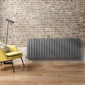 (Y9) 600x1596mm Anthracite Double Flat Panel Horizontal Radiator. RRP £359.99. This stylised