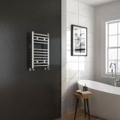 (Y167) 650x400mm - 25mm Tubes - Chrome Heated Straight Rail Ladder Towel Radiator. This premium