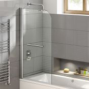 (H91) 800mm - 6mm - EasyClean Straight Bath Screen & Towel Rail RRP £199.99 6mm Tempered Saftey