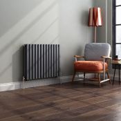 (Y41) 600x780mm Anthracite Double Panel Oval Tube Horizontal Radiator. RRP £243.18. This stylised