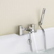 (Y209) Avon Bath Mixer Taps with Hand Held Shower head. RRP £168.19. Chrome Plated Solid Brass 1/4